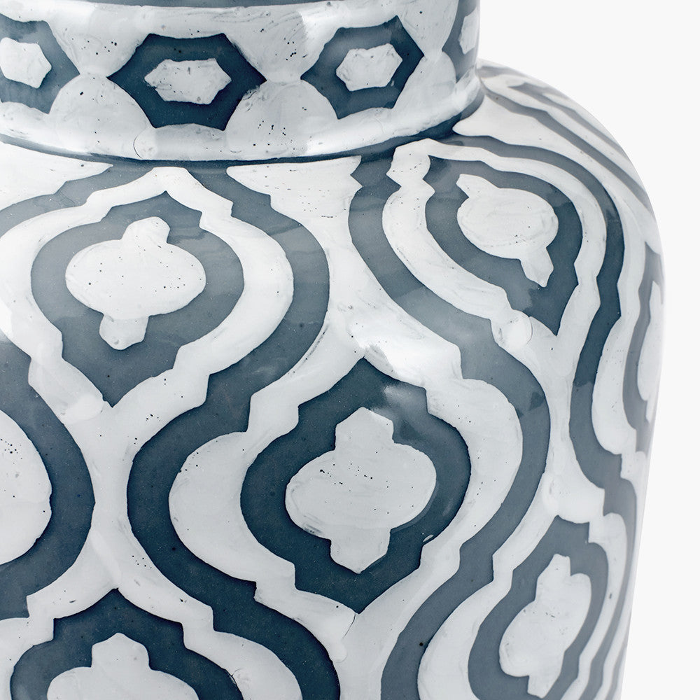 Celia Grey and White Pattern Ceramic Table Lamp - Base Only
